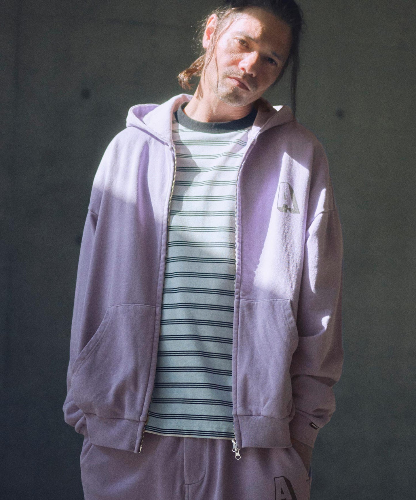 pigment dyeing zip hoodie