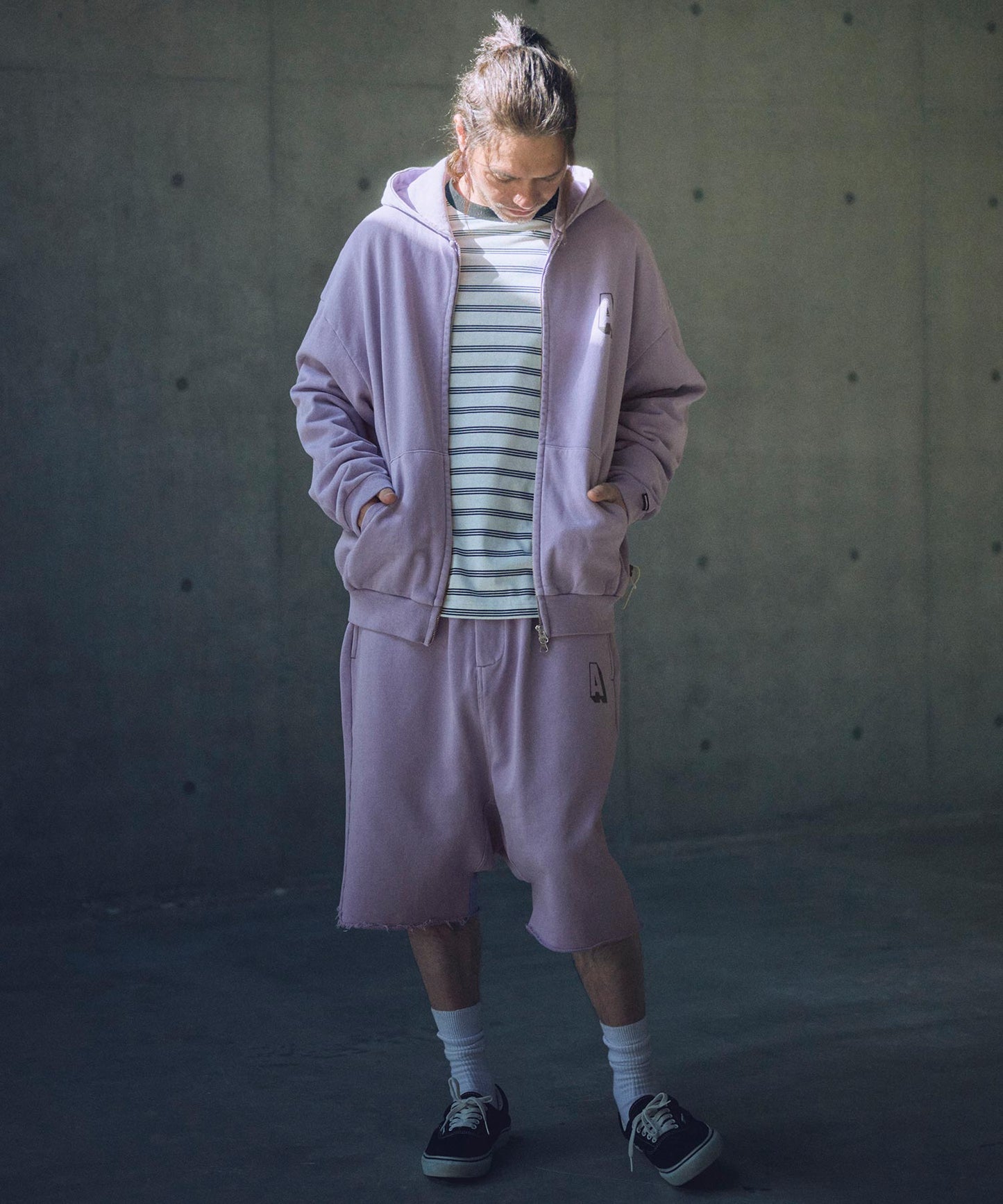 pigment dyeing zip hoodie