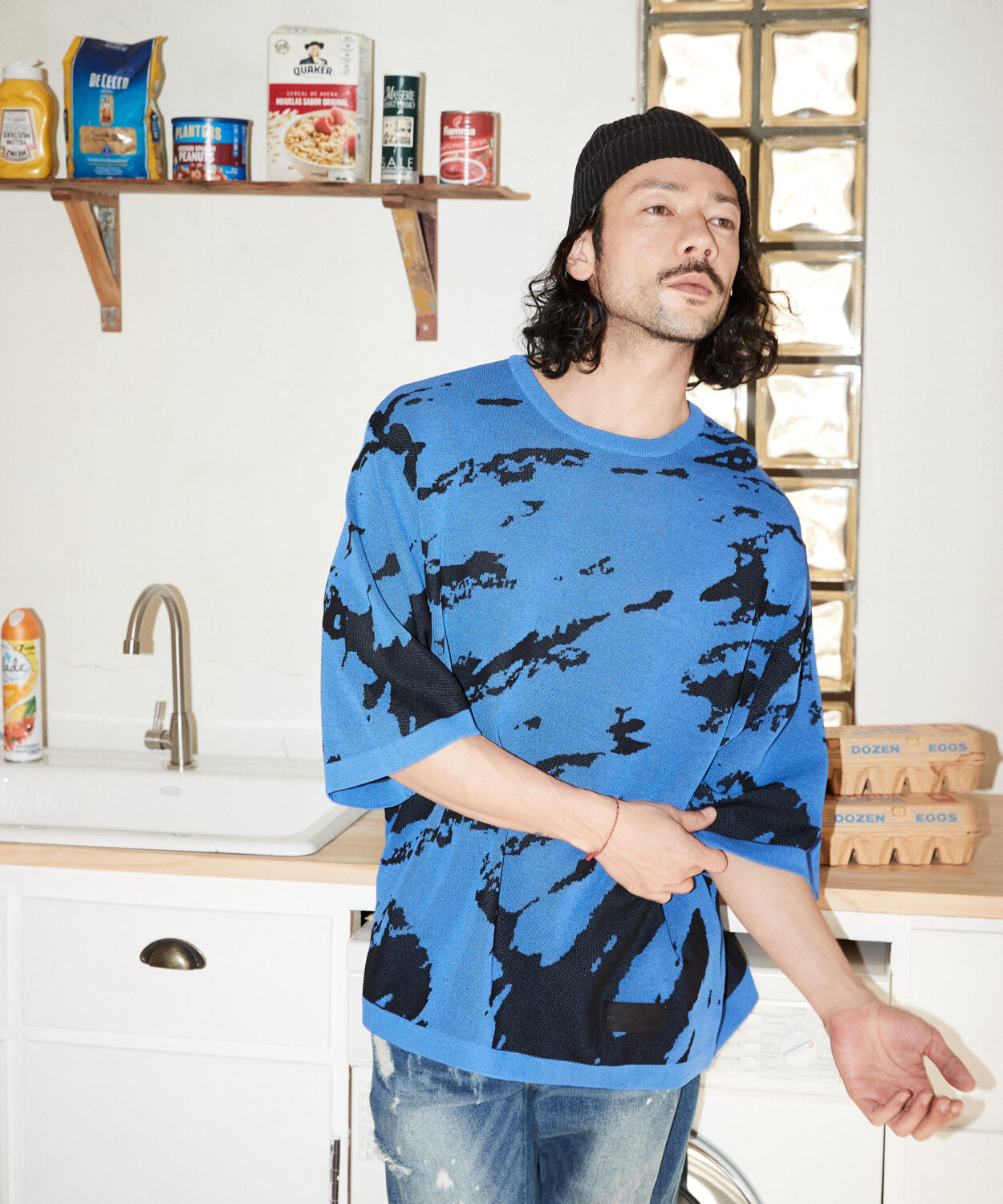 abstract pattern short sleeve knit_AP2311035