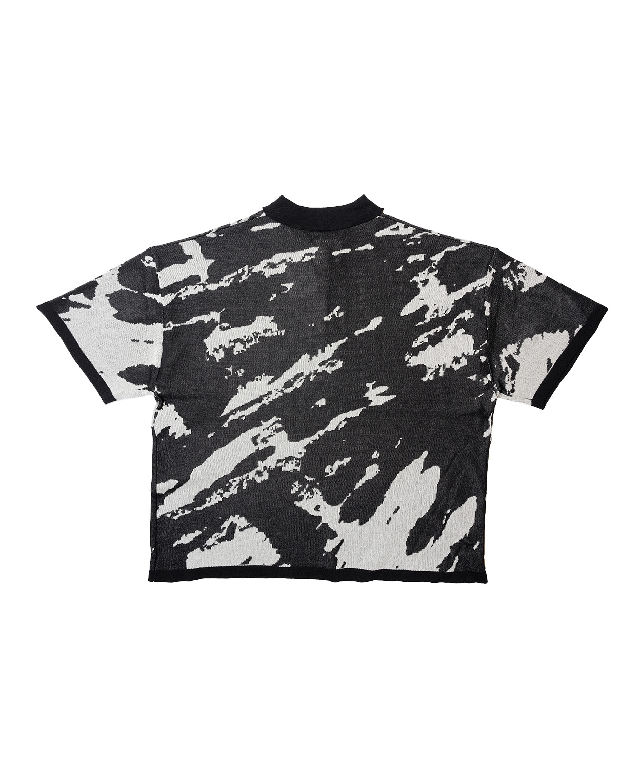 abstract pattern short sleeve knit polo shirts_AP2311036