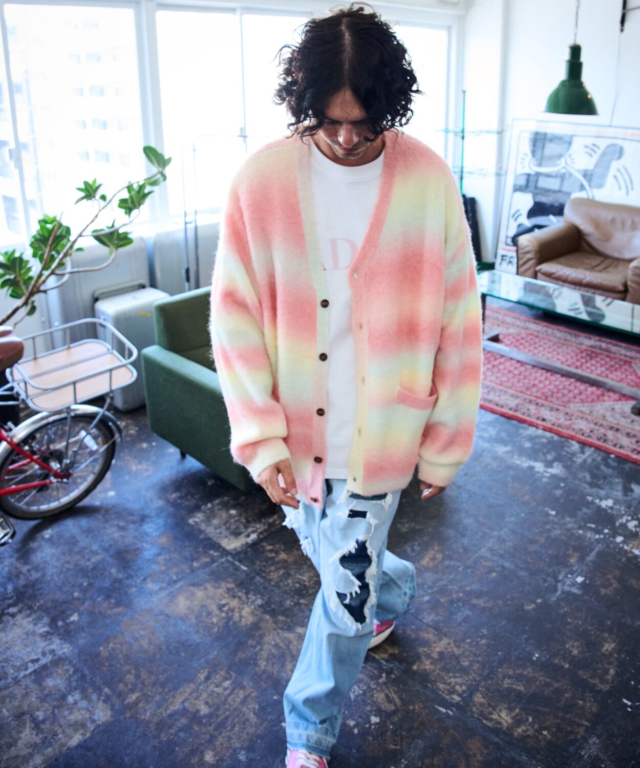 space dye brushed gradation boucle cardigan_AP2321015_トップス