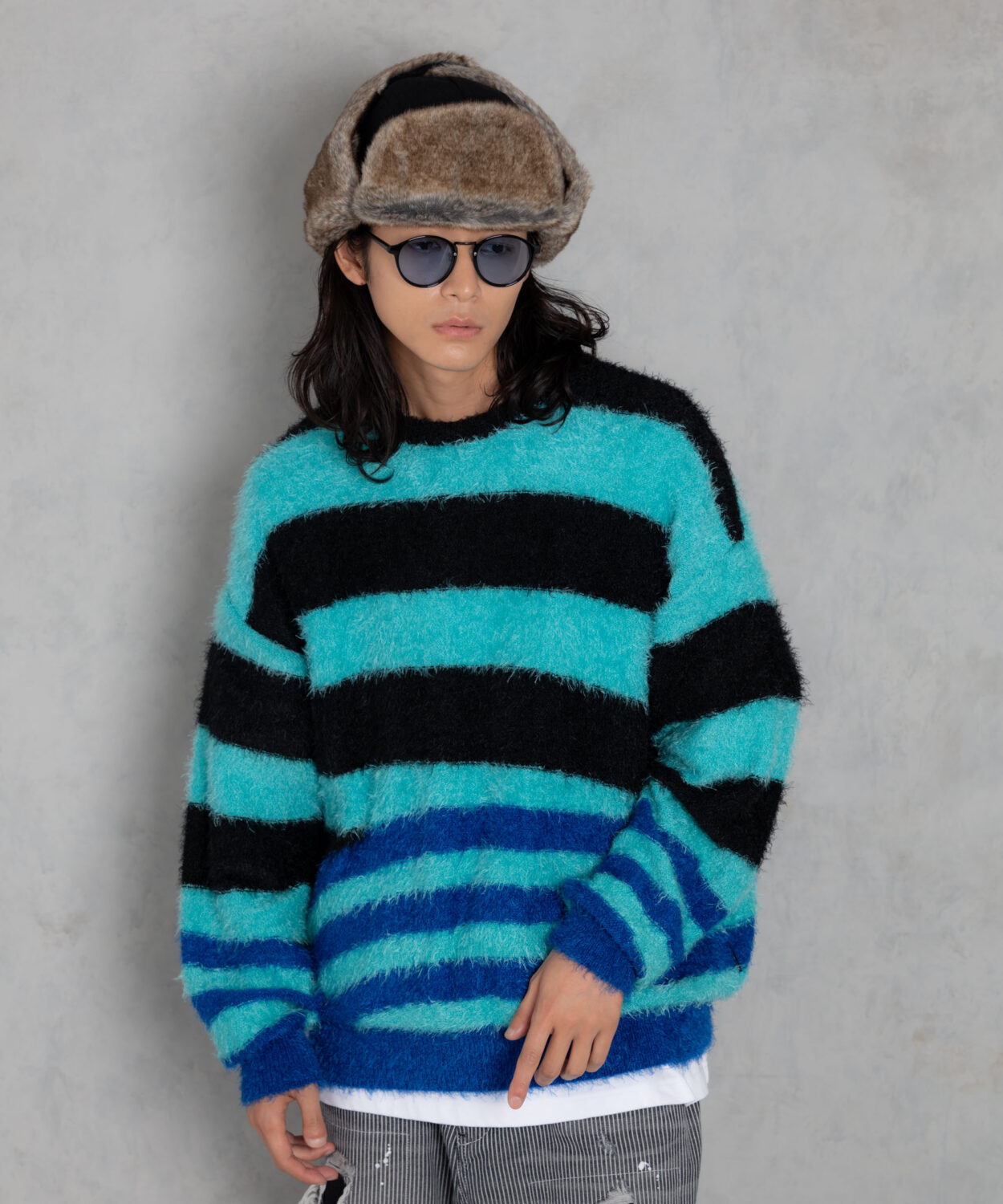 11月上旬入荷予定[予約商品]shaggydistortedstripescrewknit_AP2421012_トップス0