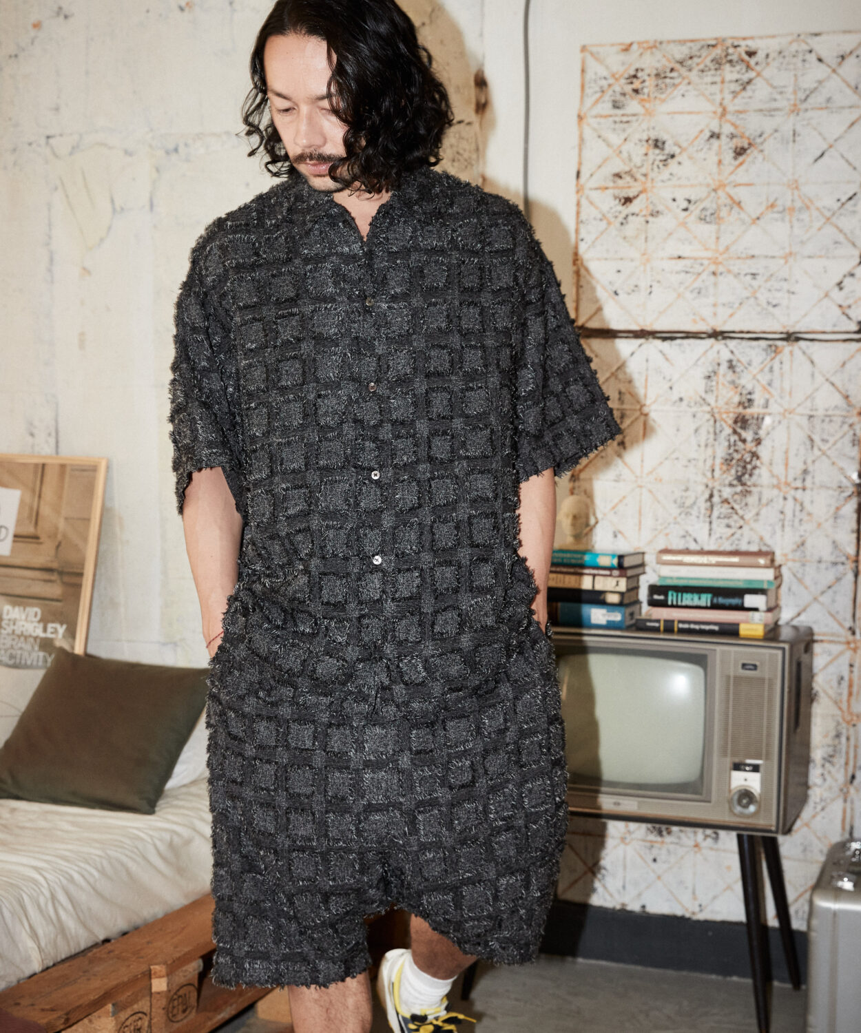 square fringe pattern short sleeve shirt_AP2315028_トップス