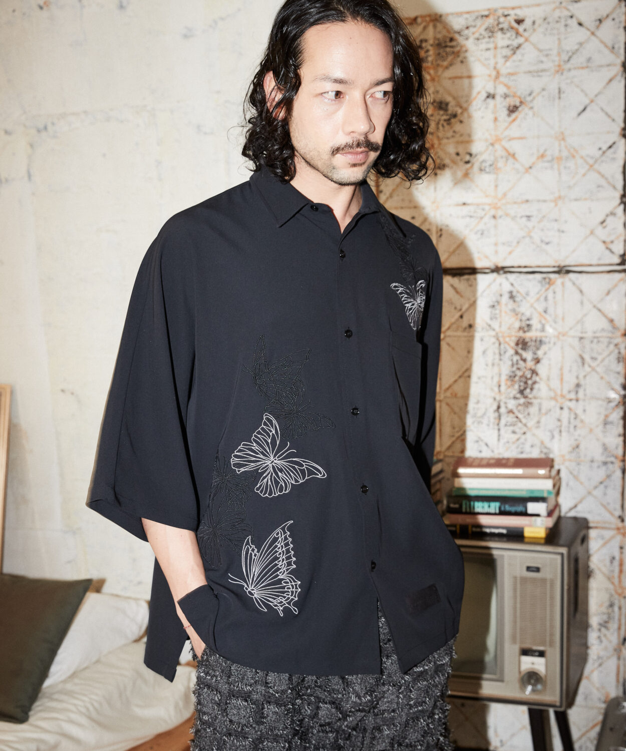 butterfly embroidery short sleeve shirt_ AP2315033_半袖シャツ