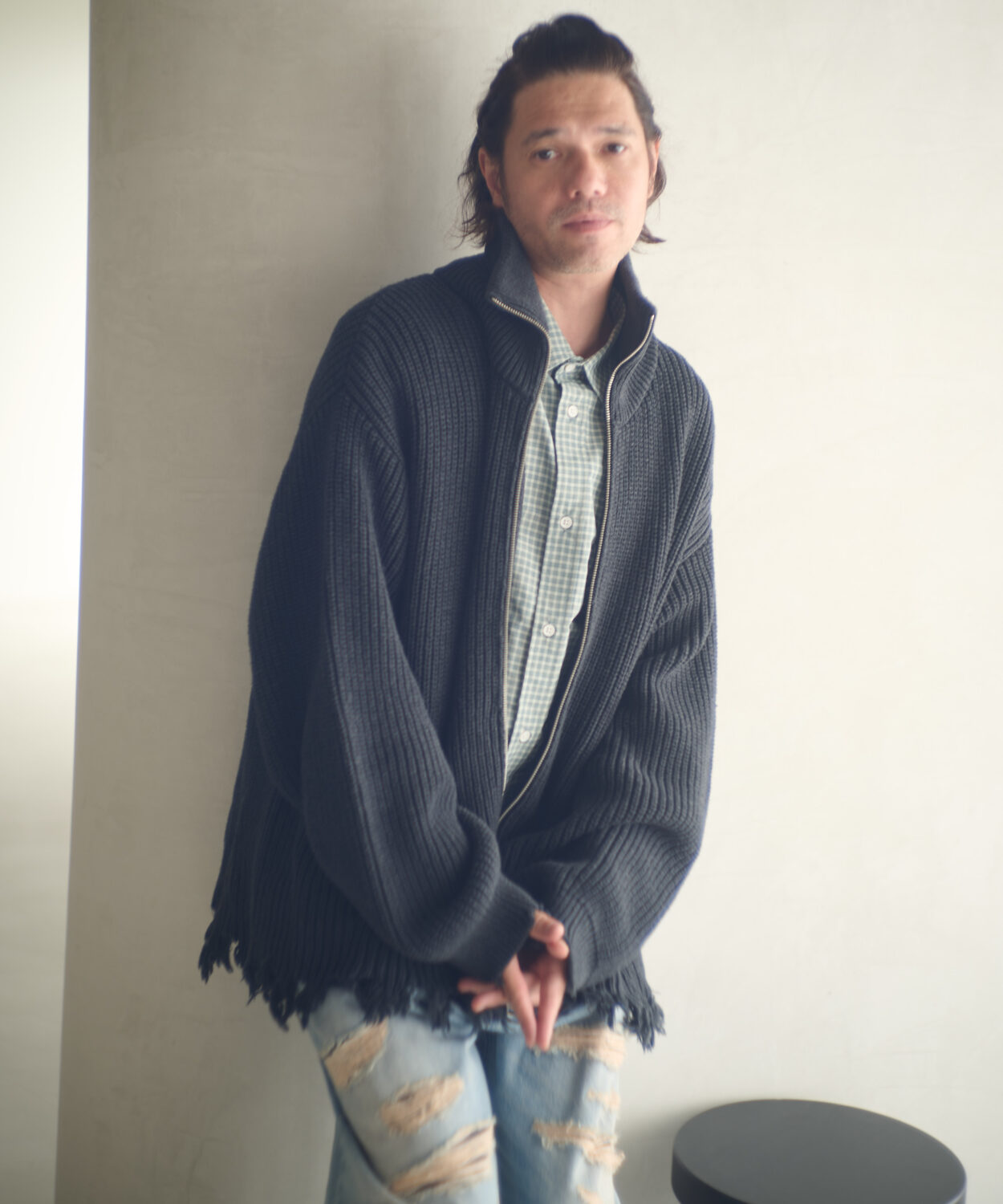 【予約商品10月下旬】cotton wool damaged driver’s knit_AP2521028_トップス